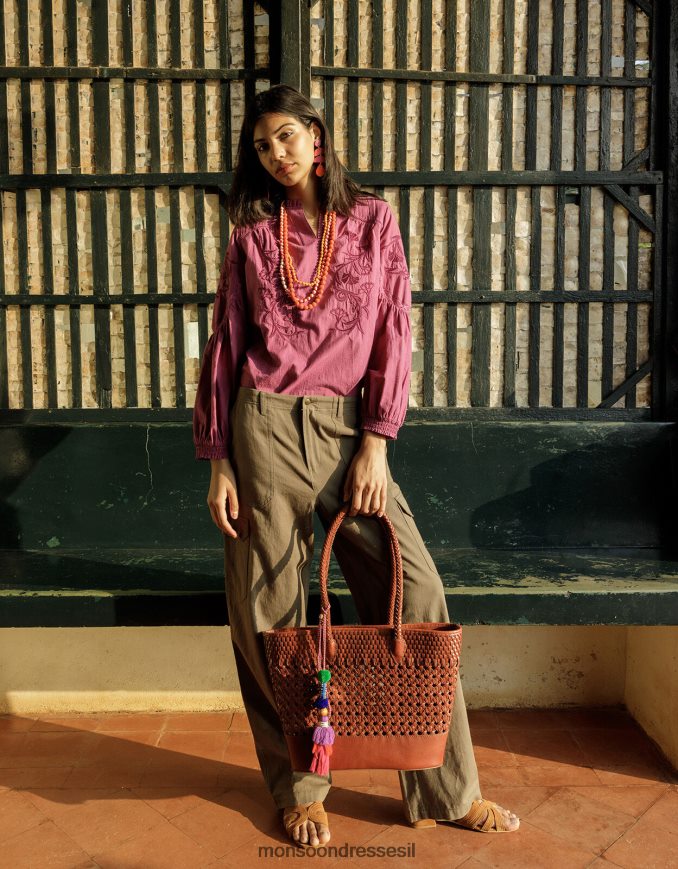 אבזר Monsoon תיק עור ארוג אופנה נשים HTJ0TZ1458