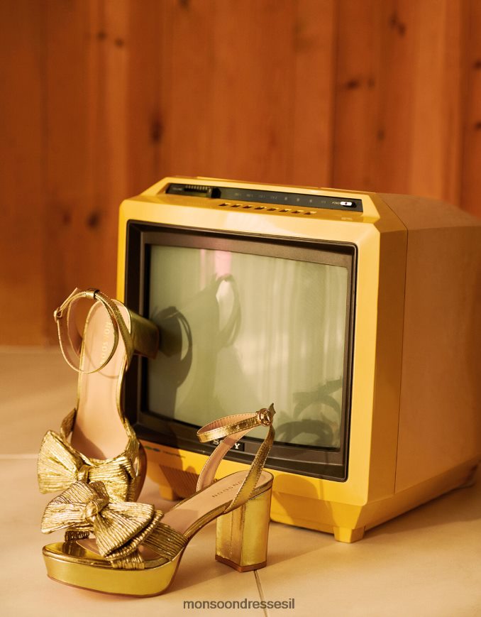 הַנעָלָה Monsoon עקבי פלטפורמת קשת מתכתיים זהב נשים HTJ0TZ1461