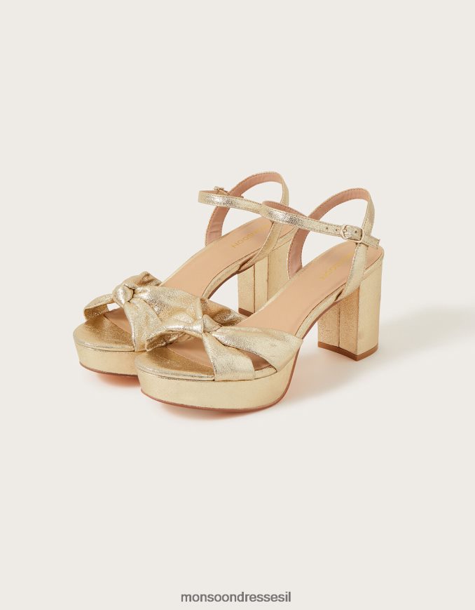 הַנעָלָה Monsoon עקבי פלטפורמה בקשר טוויסט מתכתי זהב נשים HTJ0TZ1462
