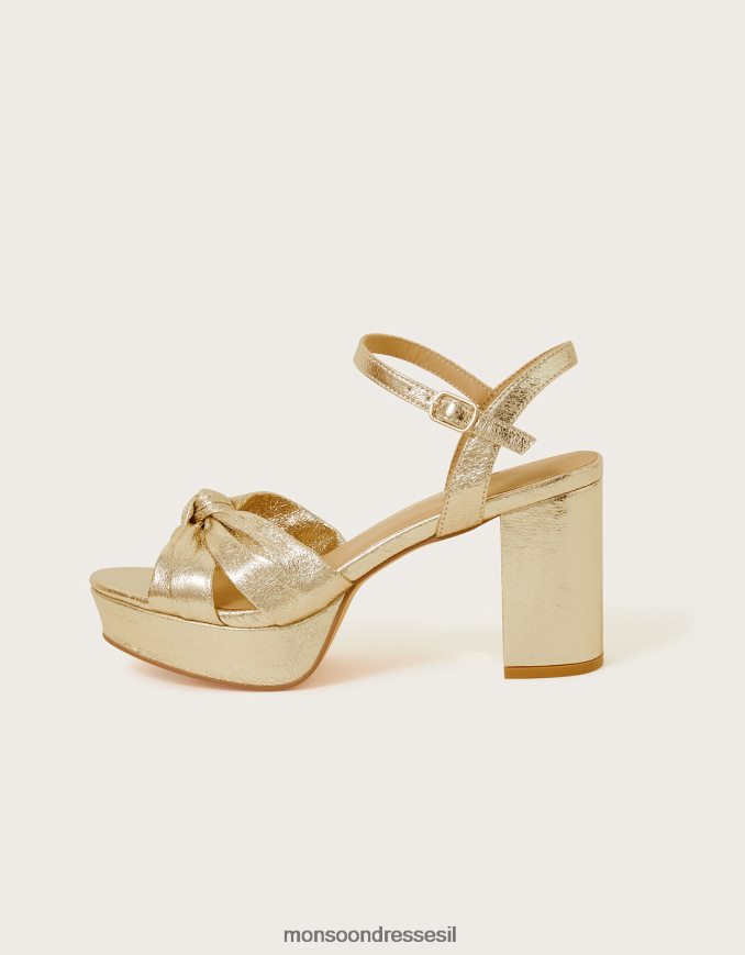 הַנעָלָה Monsoon עקבי פלטפורמה בקשר טוויסט מתכתי זהב נשים HTJ0TZ1462