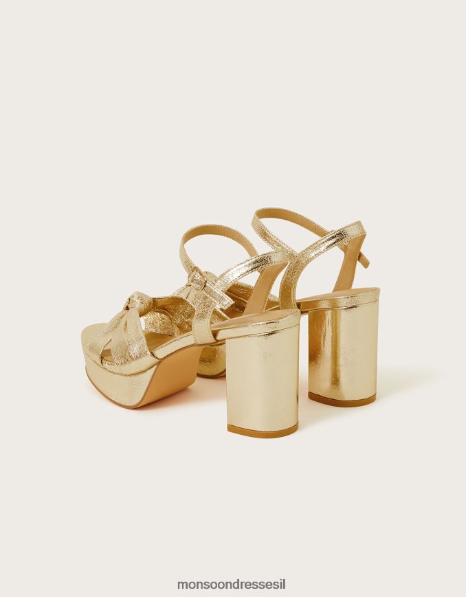 הַנעָלָה Monsoon עקבי פלטפורמה בקשר טוויסט מתכתי זהב נשים HTJ0TZ1462