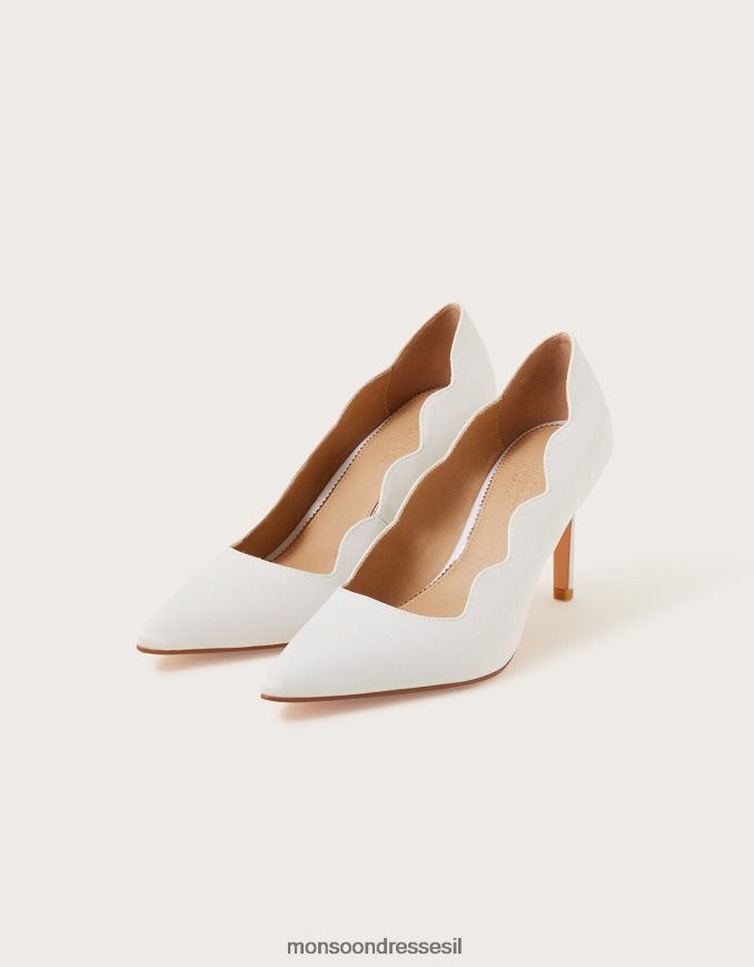 הַנעָלָה Monsoon סקאלופ סאטן נעלי כלה שנהב שֶׁנהָב נשים HTJ0TZ1463