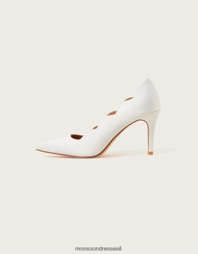 הַנעָלָה Monsoon סקאלופ סאטן נעלי כלה שנהב שֶׁנהָב נשים HTJ0TZ1463