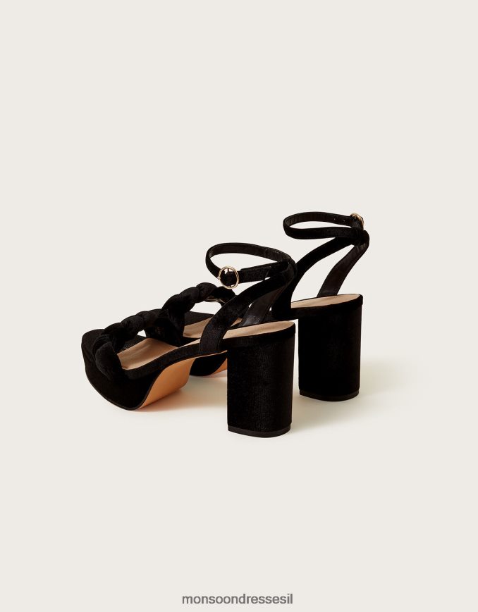הַנעָלָה Monsoon עקבי פלטפורמה מקטיפה קלועה שָׁחוֹר נשים HTJ0TZ1464