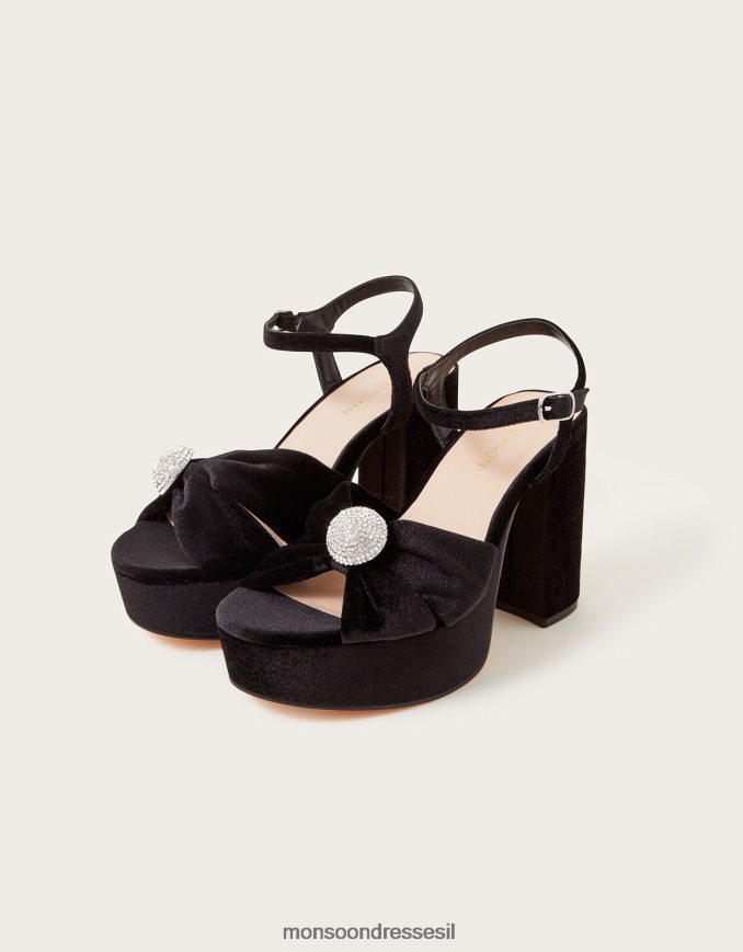 הַנעָלָה Monsoon עקבי קטיפה ויהלומים שָׁחוֹר נשים HTJ0TZ1468