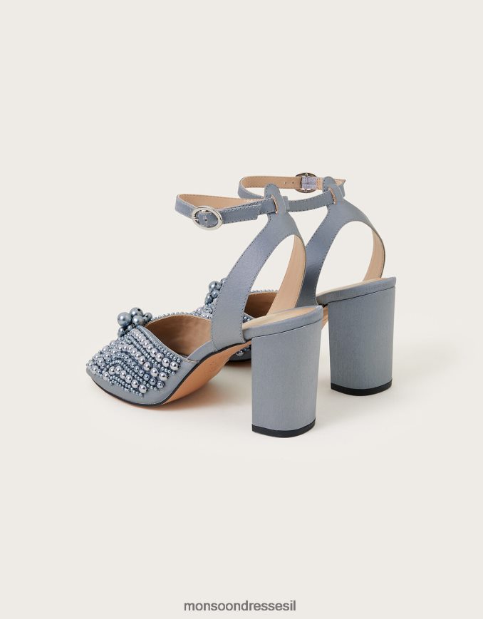 הַנעָלָה Monsoon סנדלי עקב בלוק פנינה אפור נשים HTJ0TZ1472