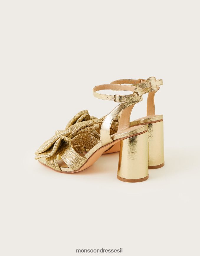 הַנעָלָה Monsoon סנדלי עקב בלוק קשת מתכתי זהב נשים HTJ0TZ1475