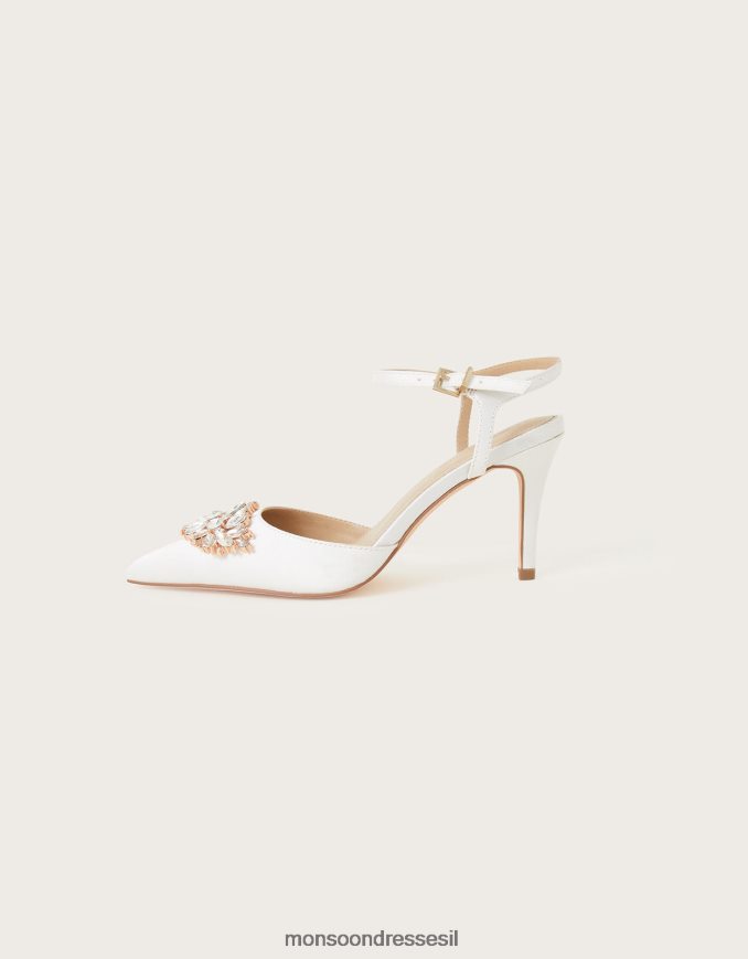 הַנעָלָה Monsoon נעלי כלה בגזרת יהלומים בשני חלקים שנהב שֶׁנהָב נשים HTJ0TZ1479