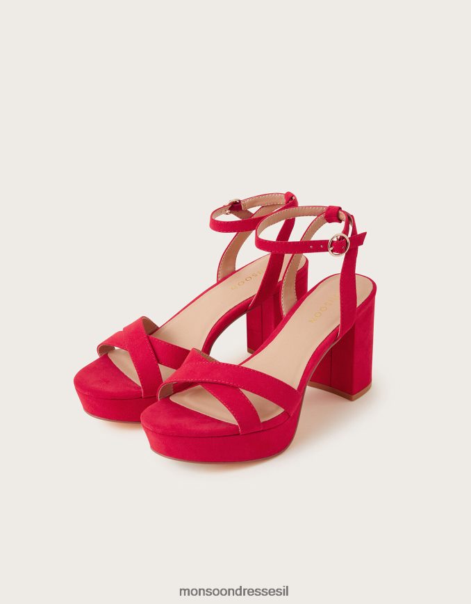 הַנעָלָה Monsoon סנדלי עקב עם פלטפורמה זמש אָדוֹם נשים HTJ0TZ1480