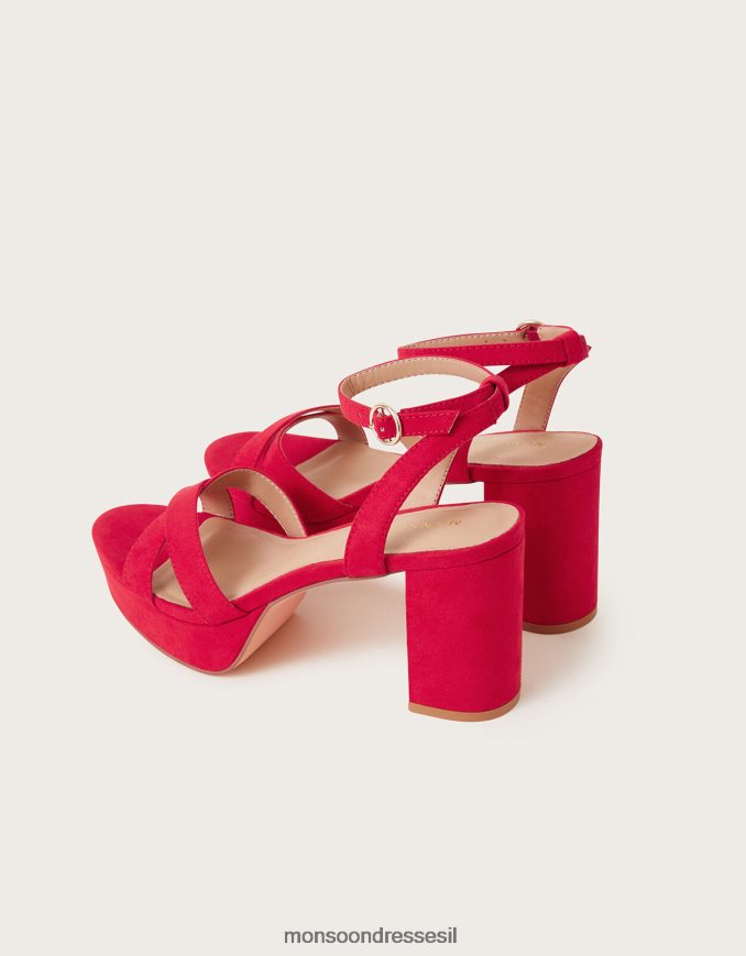 הַנעָלָה Monsoon סנדלי עקב עם פלטפורמה זמש אָדוֹם נשים HTJ0TZ1480