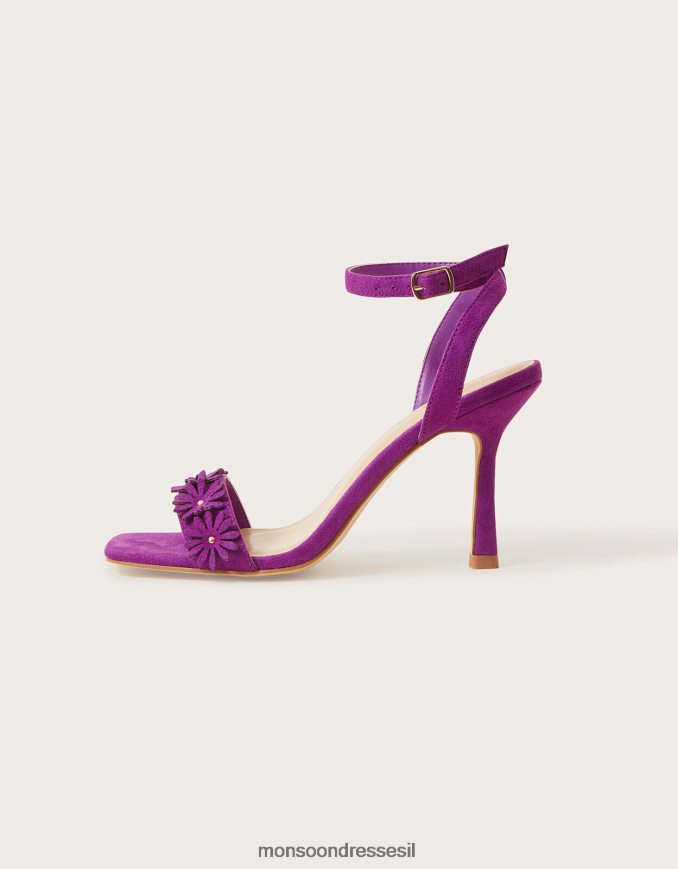 הַנעָלָה Monsoon סנדלי עקב פרח זמש סָגוֹל נשים HTJ0TZ1482