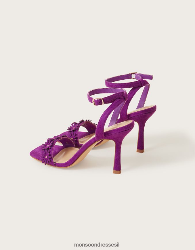 הַנעָלָה Monsoon סנדלי עקב פרח זמש סָגוֹל נשים HTJ0TZ1482