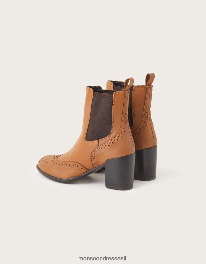 הַנעָלָה Monsoon מגפי ברוג קלאסיים עם עקבים מעור לְהִשְׁתַזֵף נשים HTJ0TZ1486