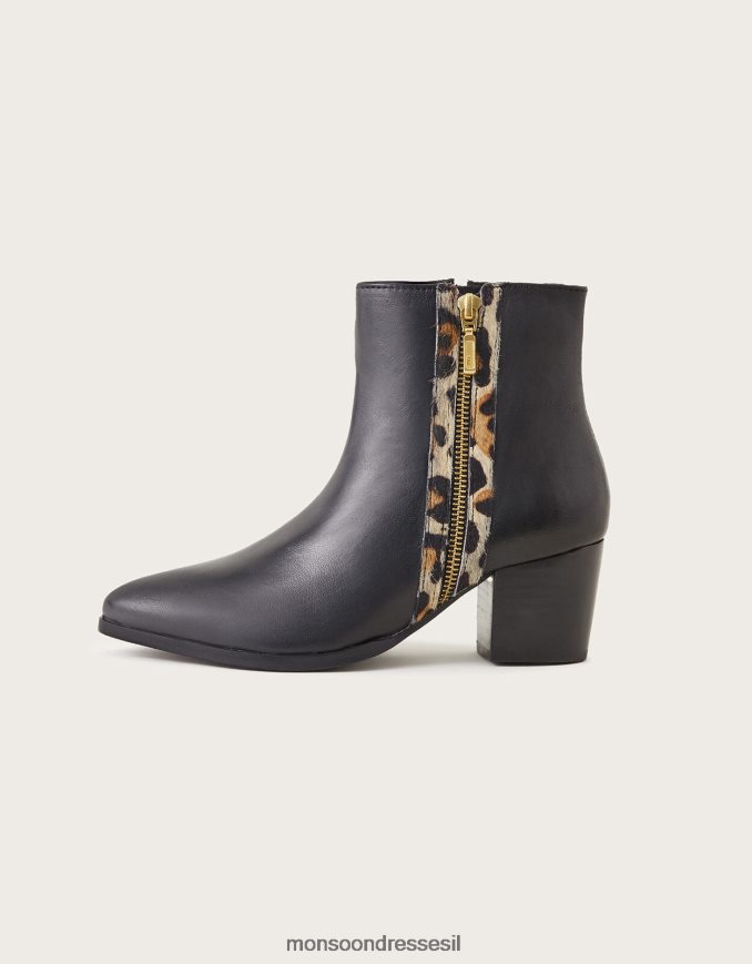 הַנעָלָה Monsoon מגפונים מעור בעלי חיים שָׁחוֹר נשים HTJ0TZ1489