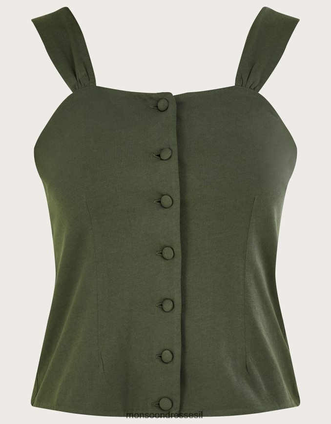 הַלבָּשָׁה Monsoon טופ קאמי מכופתרת ירוק (חאקי) נשים HTJ0TZ149