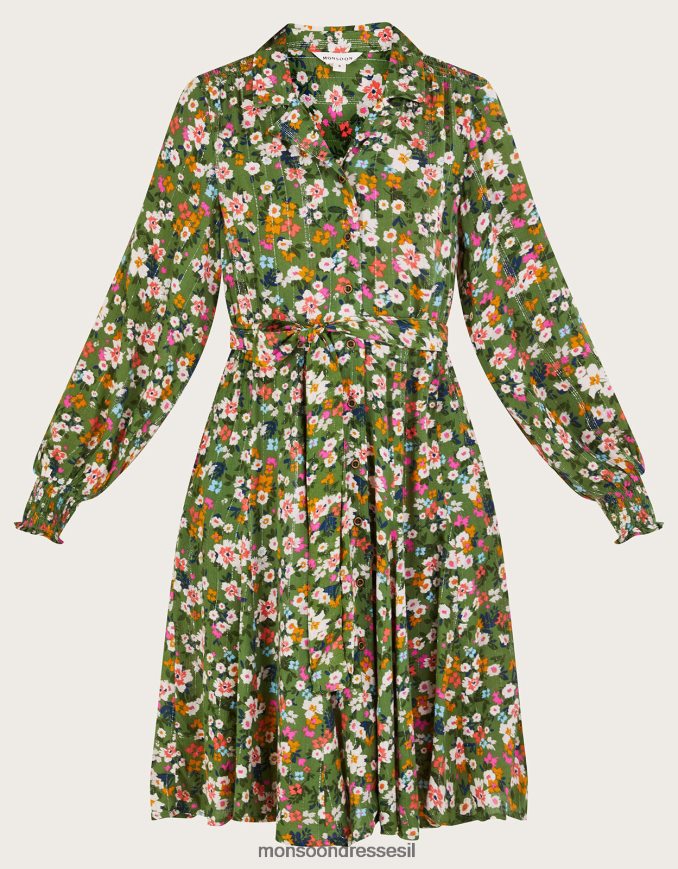 הַלבָּשָׁה Monsoon שמלה פרחונית דפוקה ירוק נשים HTJ0TZ14
