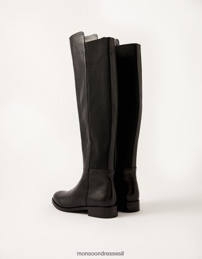 הַנעָלָה Monsoon מגפי רכיבה מעור אוליביה שָׁחוֹר נשים HTJ0TZ1501