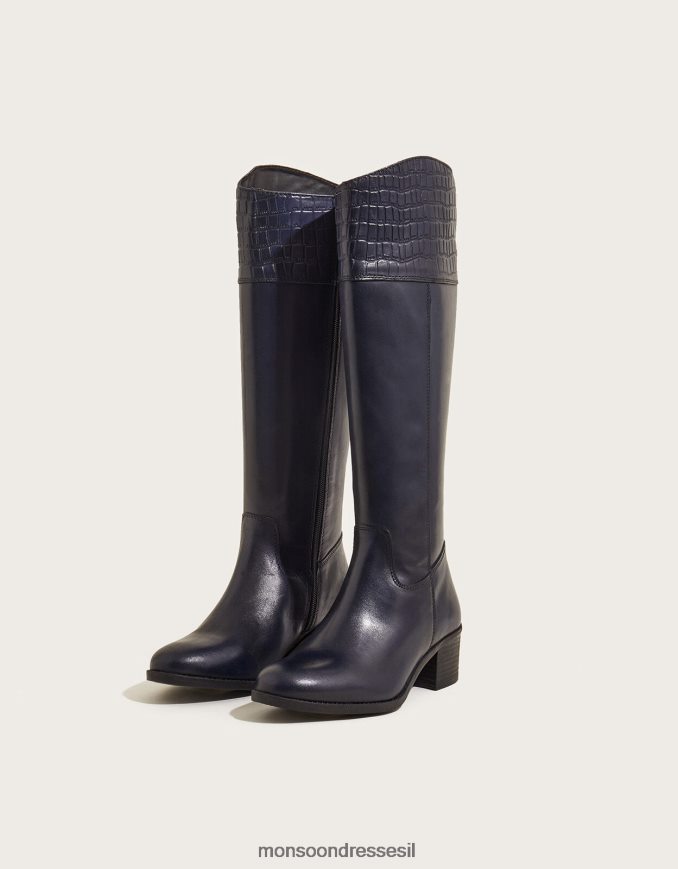 הַנעָלָה Monsoon מגפי רכיבה מעור בפרט קרוק כחול (צי) נשים HTJ0TZ1502