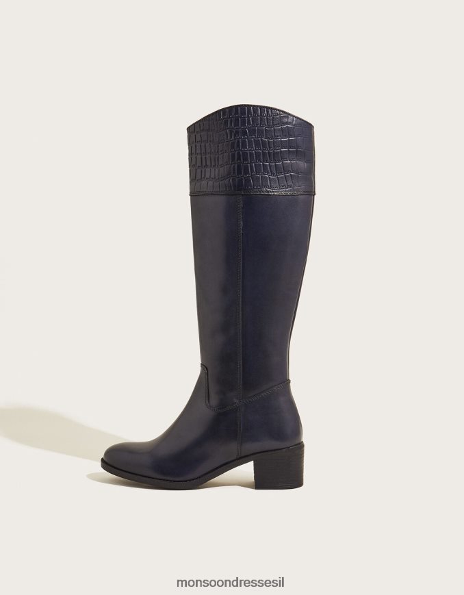 הַנעָלָה Monsoon מגפי רכיבה מעור בפרט קרוק כחול (צי) נשים HTJ0TZ1502