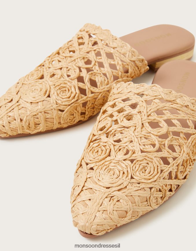 הַנעָלָה Monsoon פרדות רפיה מחודדות טבעיות טִבעִי נשים HTJ0TZ1508