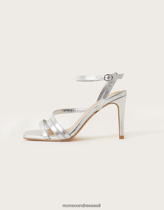 הַנעָלָה Monsoon סנדלי אצבע מרובעת עם רצועות כסף נשים HTJ0TZ1509