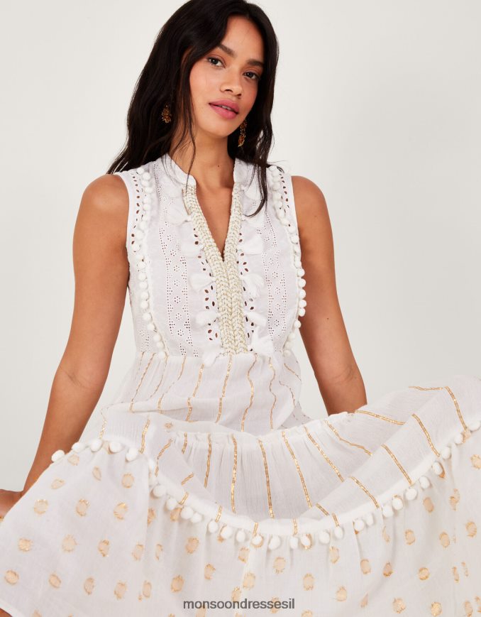 הַלבָּשָׁה Monsoon שמלת מקסי קפטן מטאלית שֶׁנהָב נשים HTJ0TZ150