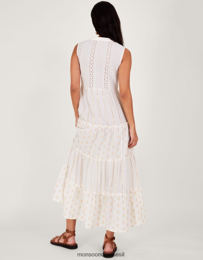 הַלבָּשָׁה Monsoon שמלת מקסי קפטן מטאלית שֶׁנהָב נשים HTJ0TZ150