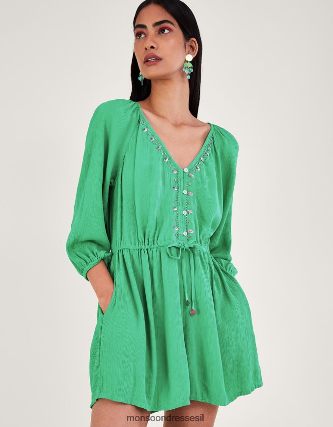 הַלבָּשָׁה Monsoon רומפר מעוטר שרוול ארוך ירוק נשים HTJ0TZ151