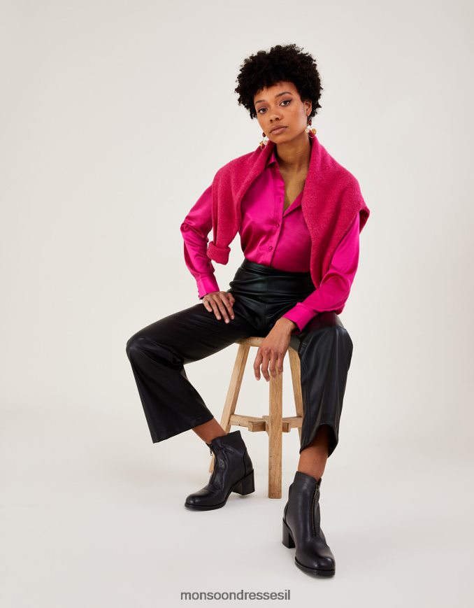 הַנעָלָה Monsoon מגפי עור עבים עם רוכסן שָׁחוֹר נשים HTJ0TZ1510