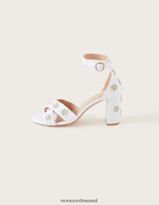 הַנעָלָה Monsoon סנדלי עקב כלה מעוטרים בפרחים שֶׁנהָב נשים HTJ0TZ1511