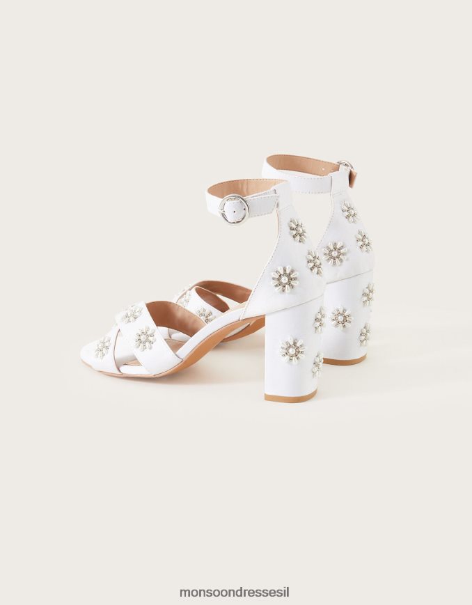 הַנעָלָה Monsoon סנדלי עקב כלה מעוטרים בפרחים שֶׁנהָב נשים HTJ0TZ1511
