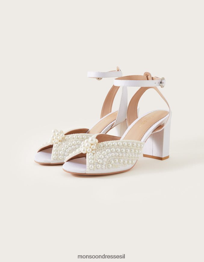 הַנעָלָה Monsoon סנדלי עקב בלוק כלה פנינה שֶׁנהָב נשים HTJ0TZ1512