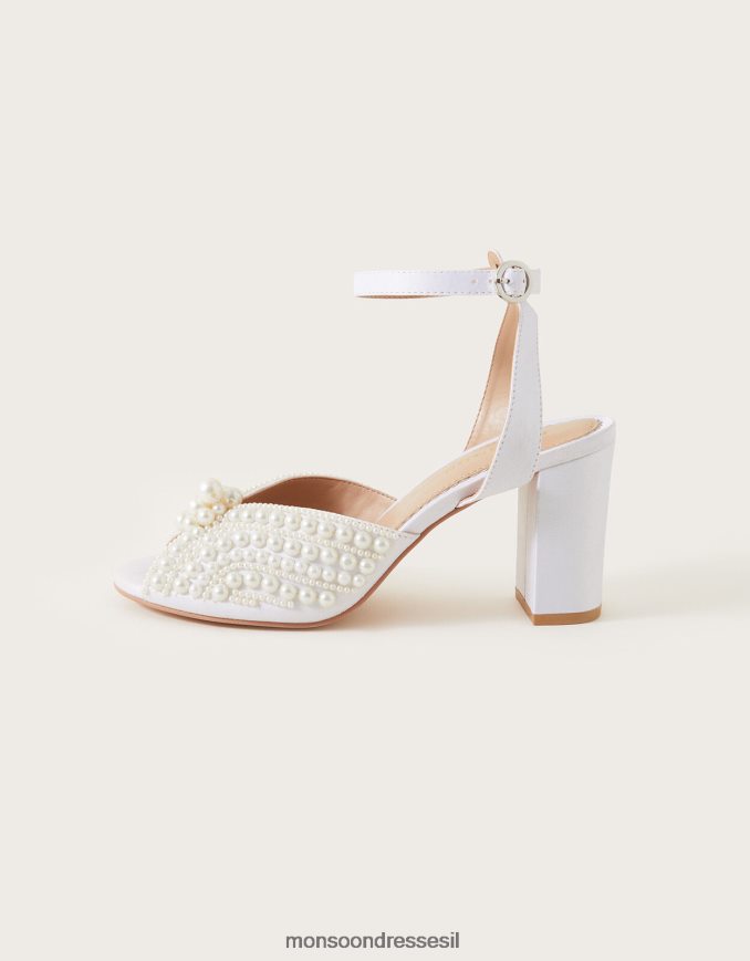 הַנעָלָה Monsoon סנדלי עקב בלוק כלה פנינה שֶׁנהָב נשים HTJ0TZ1512