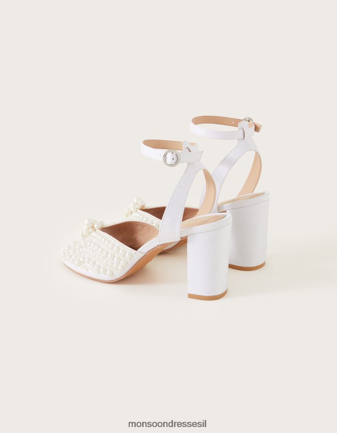 הַנעָלָה Monsoon סנדלי עקב בלוק כלה פנינה שֶׁנהָב נשים HTJ0TZ1512