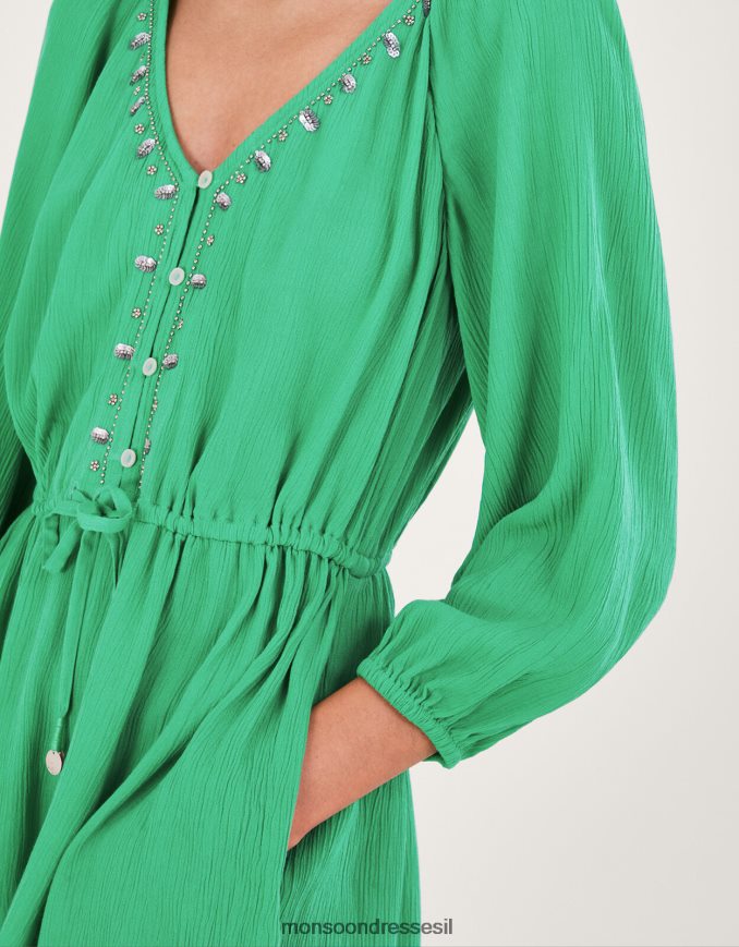 הַלבָּשָׁה Monsoon רומפר מעוטר שרוול ארוך ירוק נשים HTJ0TZ151