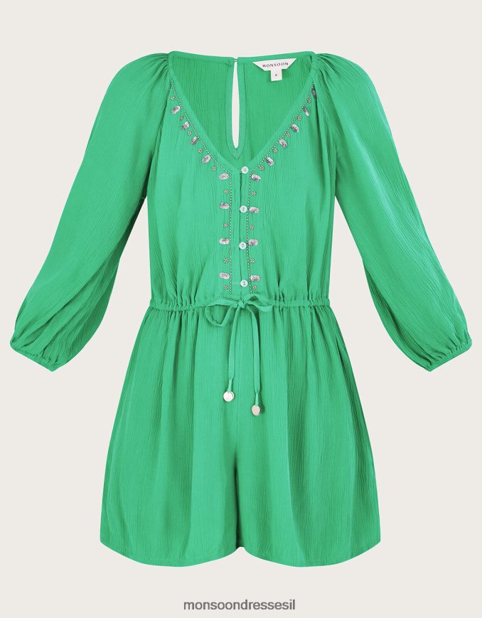 הַלבָּשָׁה Monsoon רומפר מעוטר שרוול ארוך ירוק נשים HTJ0TZ151