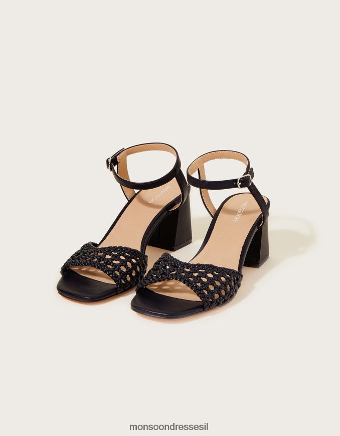הַנעָלָה Monsoon סנדלי עקב בלוק ארוגים ונדי שָׁחוֹר נשים HTJ0TZ1522