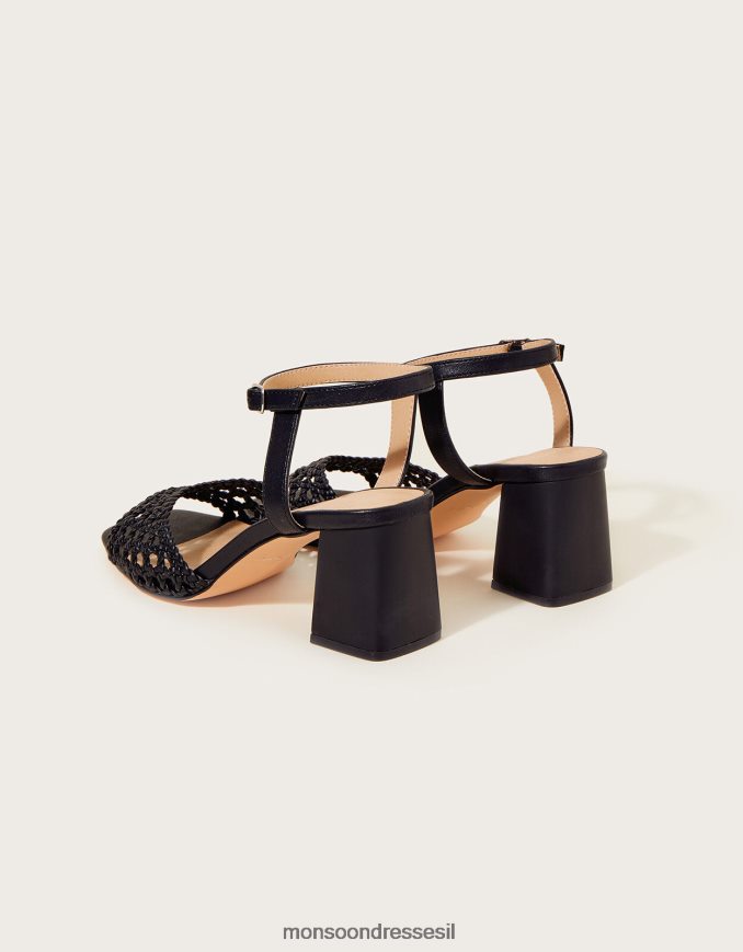 הַנעָלָה Monsoon סנדלי עקב בלוק ארוגים ונדי שָׁחוֹר נשים HTJ0TZ1522