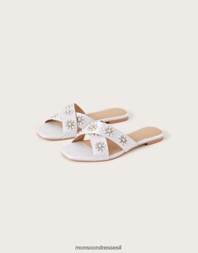 הַנעָלָה Monsoon סנדלי כלה שטוחים מעוטרים שֶׁנהָב נשים HTJ0TZ1523