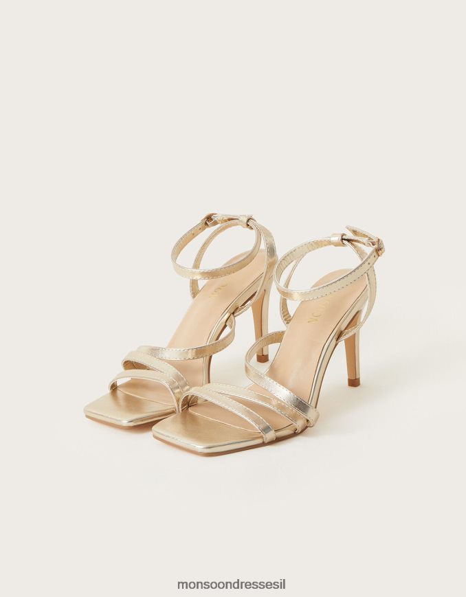 הַנעָלָה Monsoon סנדלי אצבע מרובעת עם רצועות זהב נשים HTJ0TZ1527