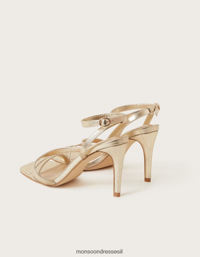 הַנעָלָה Monsoon סנדלי אצבע מרובעת עם רצועות זהב נשים HTJ0TZ1527