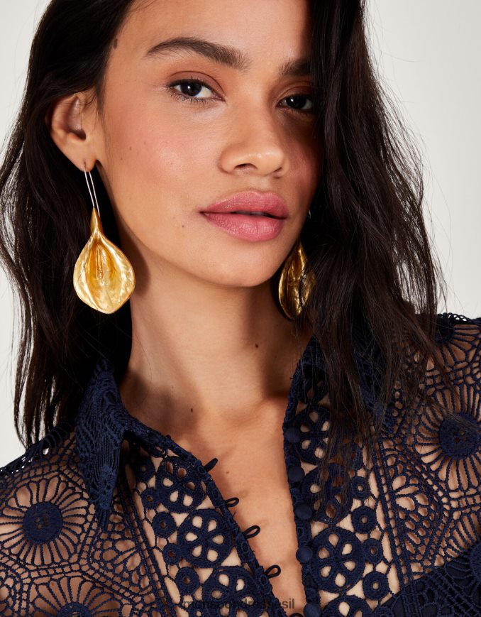 הַלבָּשָׁה Monsoon שמלת חולצת תחרה של גבריאלה כחול (צי) נשים HTJ0TZ152