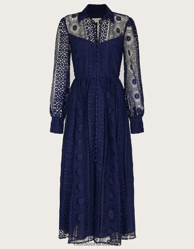 הַלבָּשָׁה Monsoon שמלת חולצת תחרה של גבריאלה כחול (צי) נשים HTJ0TZ152