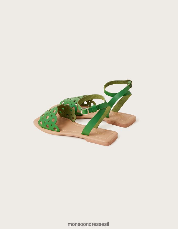 הַנעָלָה Monsoon סנדלי עור חתוכים ירוק נשים HTJ0TZ1534