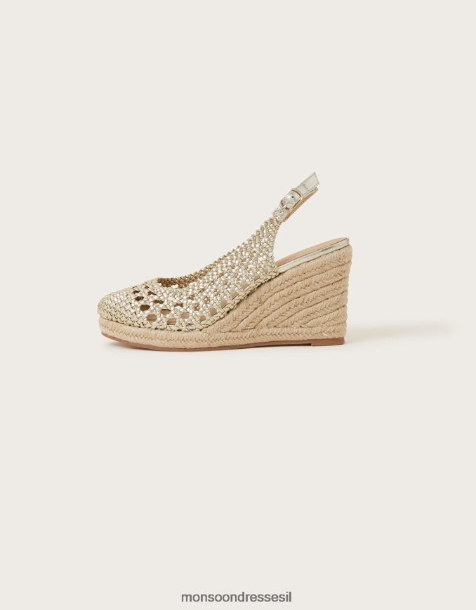 הַנעָלָה Monsoon טריזי אצבע סגורה ארוג מתכתי זהב זהב נשים HTJ0TZ1536