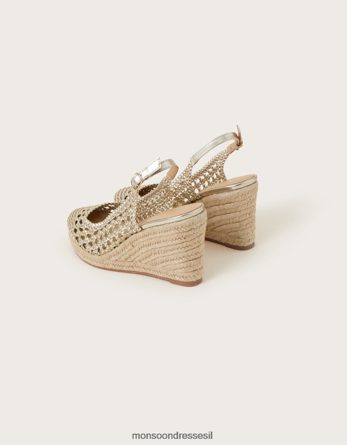 הַנעָלָה Monsoon טריזי אצבע סגורה ארוג מתכתי זהב זהב נשים HTJ0TZ1536