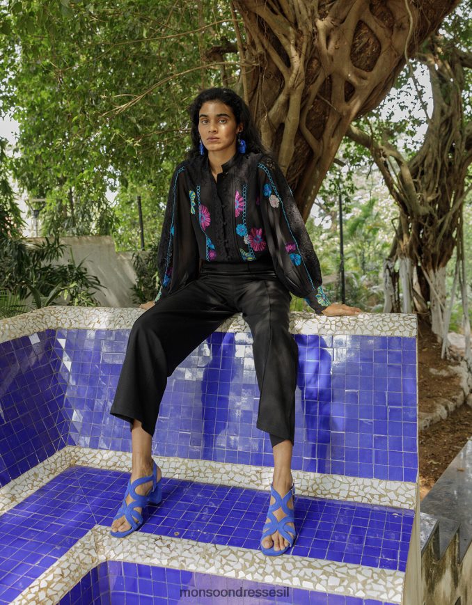 הַנעָלָה Monsoon סנדלי עקב בלוק זמש כחול (קובלט) נשים HTJ0TZ1547