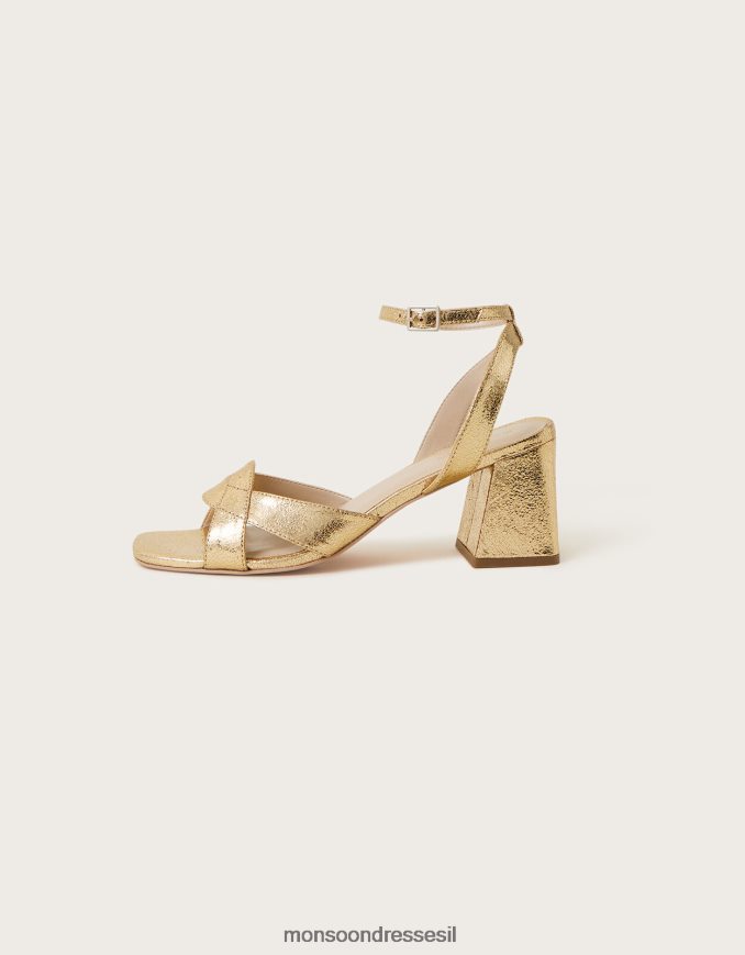 הַנעָלָה Monsoon סנדלי עקב בלוק מתכתי זהב נשים HTJ0TZ1549