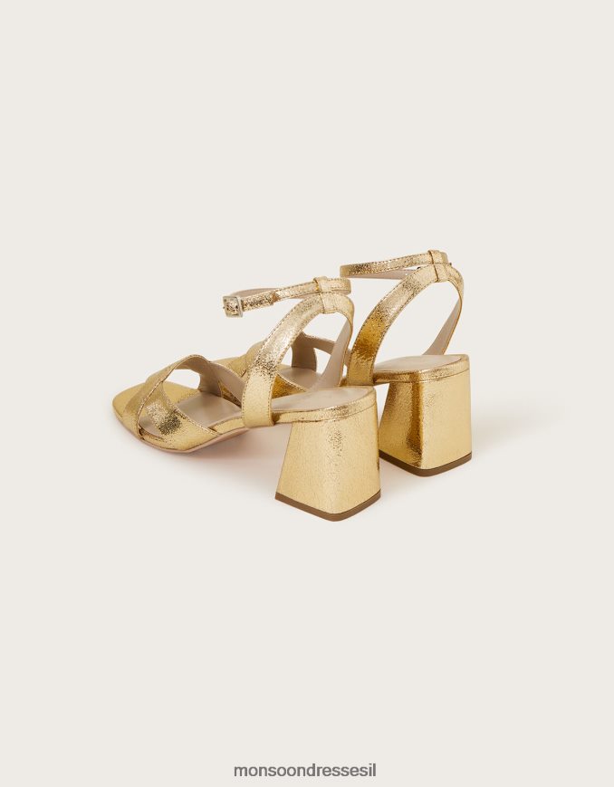 הַנעָלָה Monsoon סנדלי עקב בלוק מתכתי זהב נשים HTJ0TZ1549