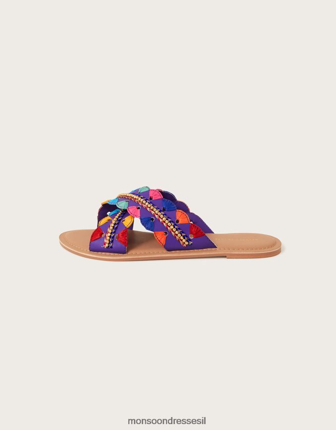 הַנעָלָה Monsoon סליידרים מעוטרים רפיה סָגוֹל נשים HTJ0TZ1550